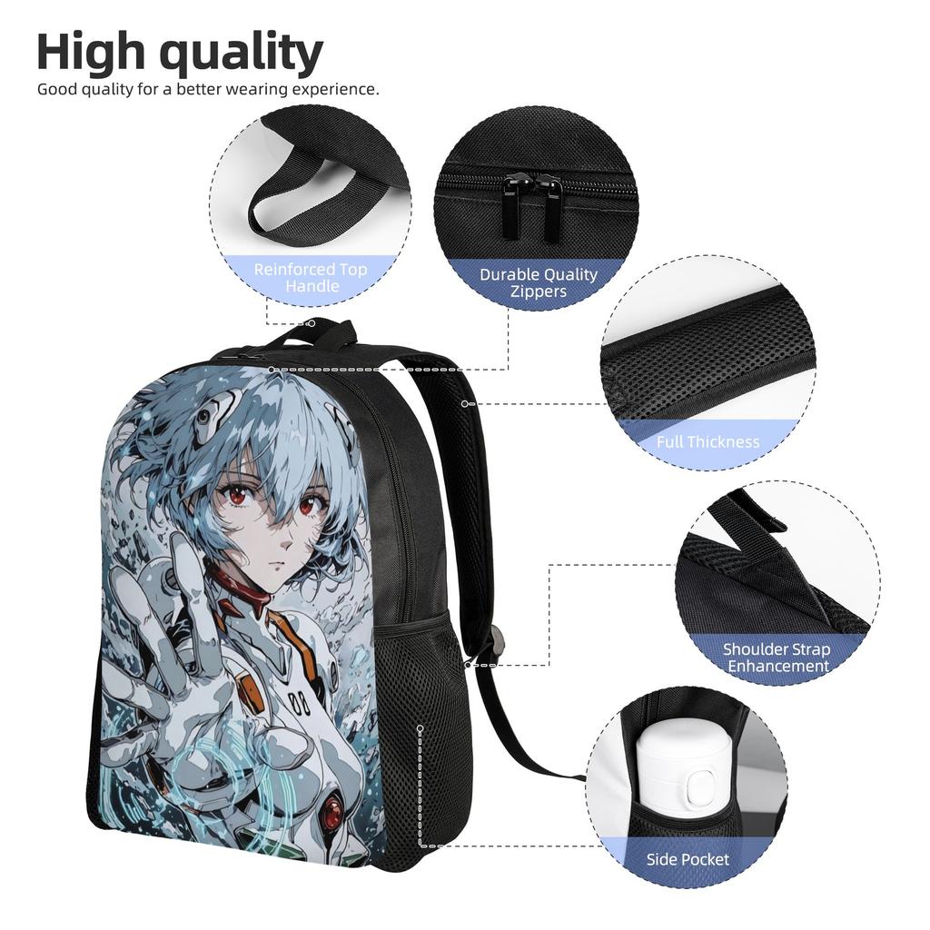 Zaino Neon Genesis Evangelion EVA Borsa Ita Ayanami Rei Mochila Quotidiano Scuola Superiore Robusto Zaino a Spalla
