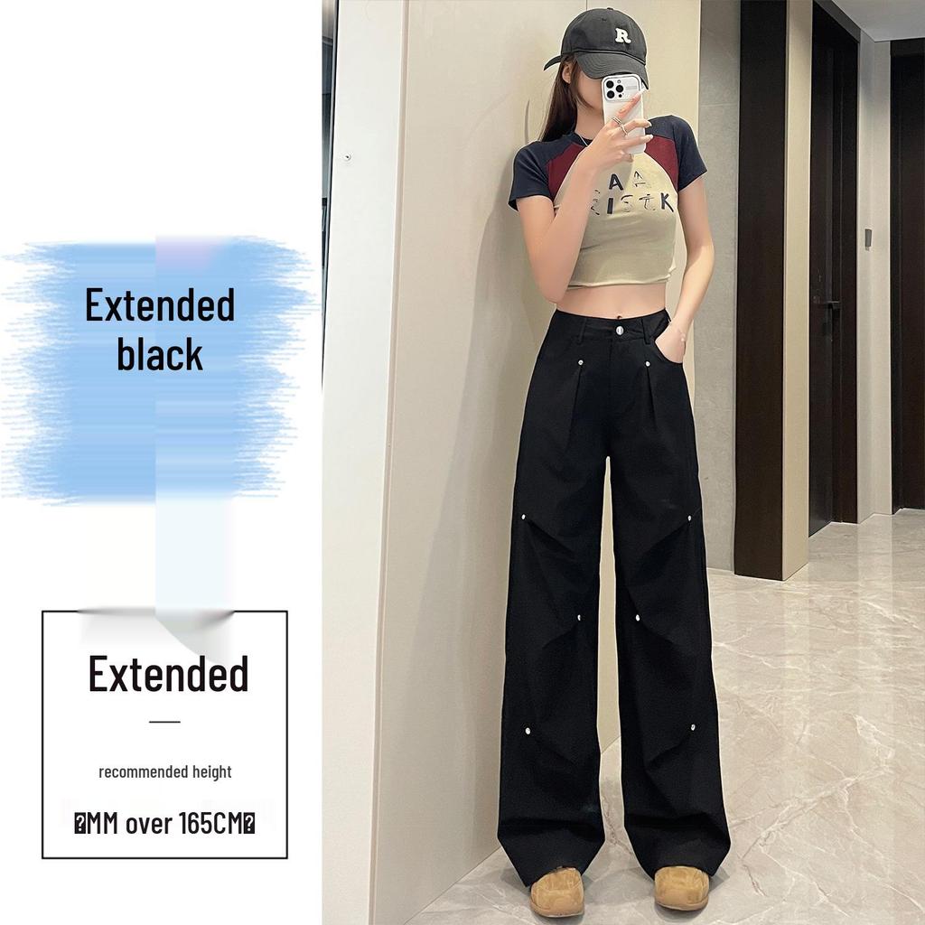 2025 Women's Quick-Dry High Waist Casual Pants – Loose, Elastic, Ice Silk Wide-Leg Overalls for Spring