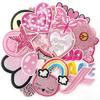 Pink Aesthetic Iron On Patch Set for Girls Glitter Heart Rainbow Butterfly Star Embroidered Appliques for Clothing DIY Decor