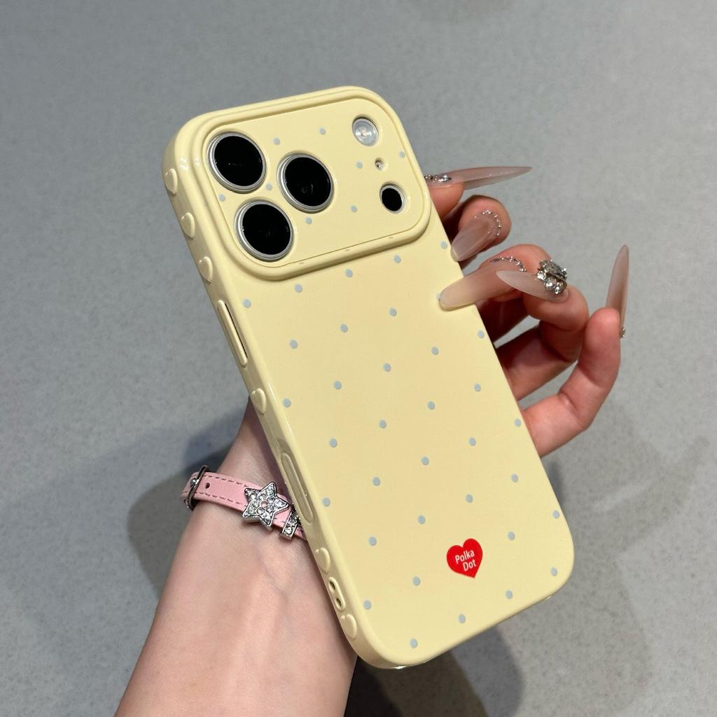 Candy Color Polka Dot Love, Suitable for iPhone15 Mobile Phone Case, Second Change Apple 17 Girl Side Love Soft Case 13