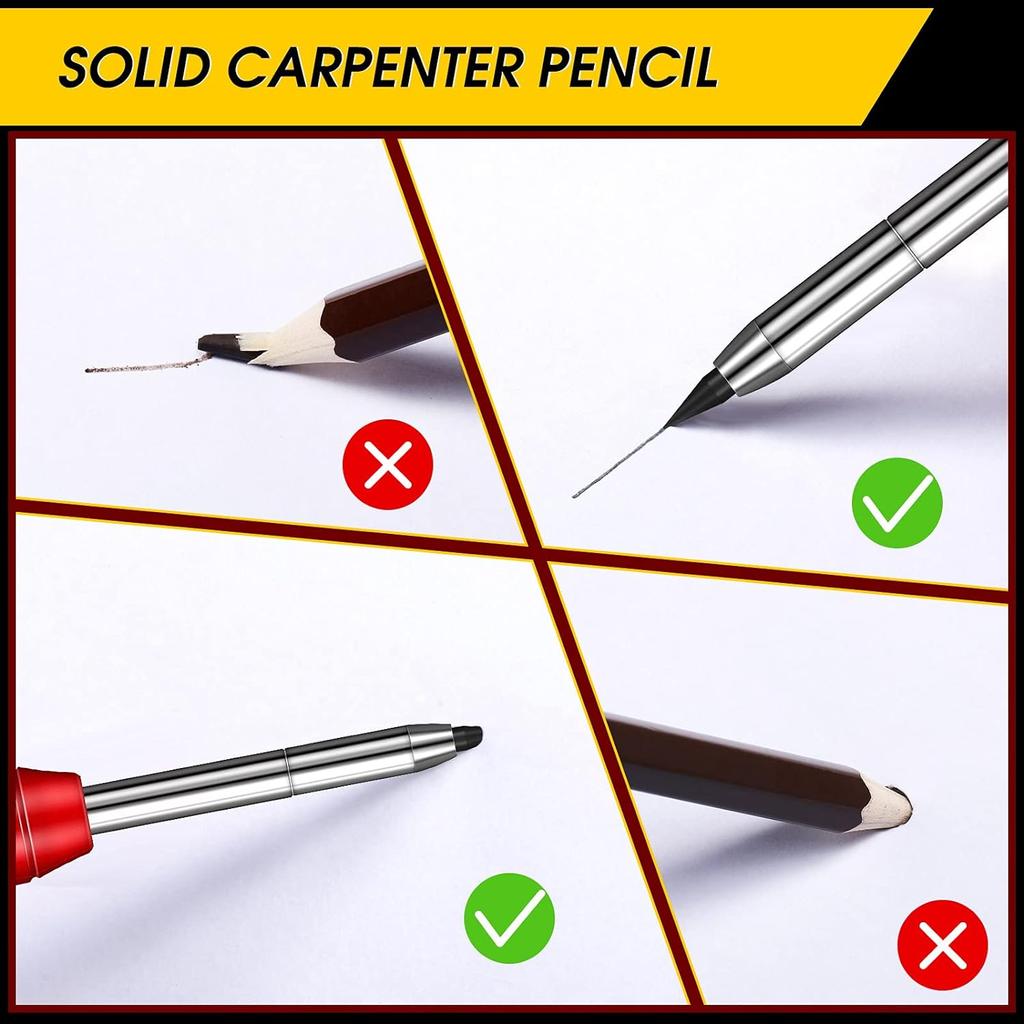 28mm Solid Carpenter Pencil Mechanical Pencil with Built-in Sharpener Carpentry Long Head Carpenter Pencil Stationery Supply