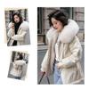 Women Padded Jacket Thickened Plush Lined Coat with Drawstring Waist Winter Warm Puffer