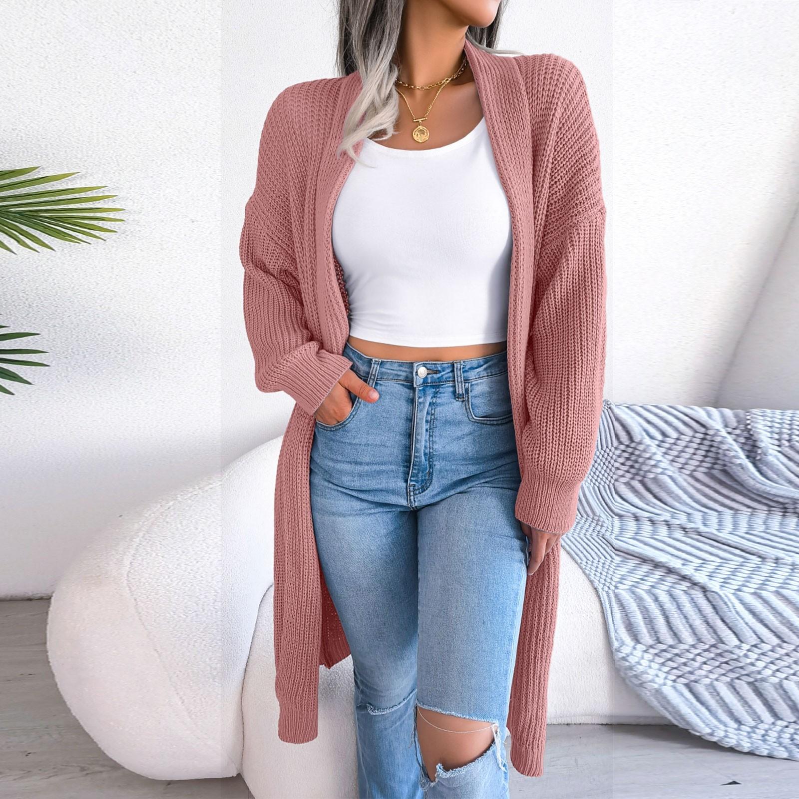 

Женский длинный вязаный кардиган с открытой передней частью S