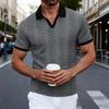 Men's Solid Color Collared Short-Sleeve Knit Polo Shirt.