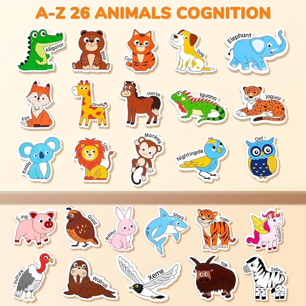 26 Pieces of Animal Magnetic Stickers - Large Area Full Back Design, Durable PVC Magnetic Stickers