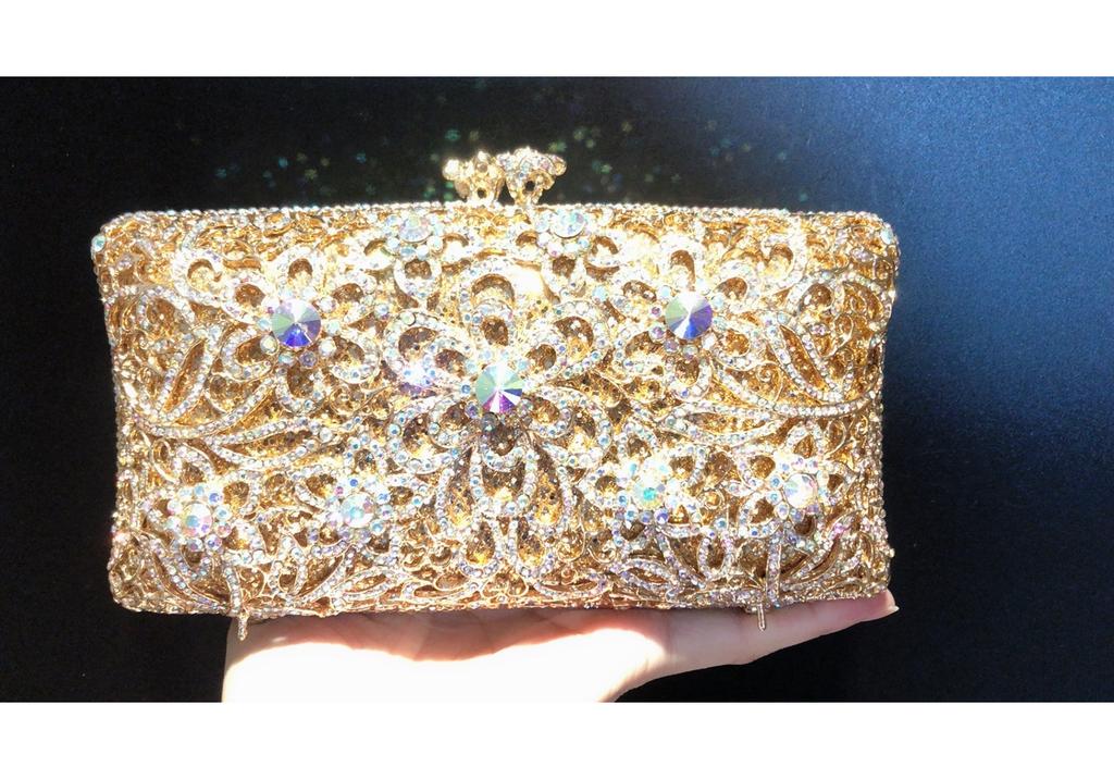 Mermaid handmade diamond-encrusted evening bag foreign trade empty metal hard box full of diamonds hand bag for women Stone Clut