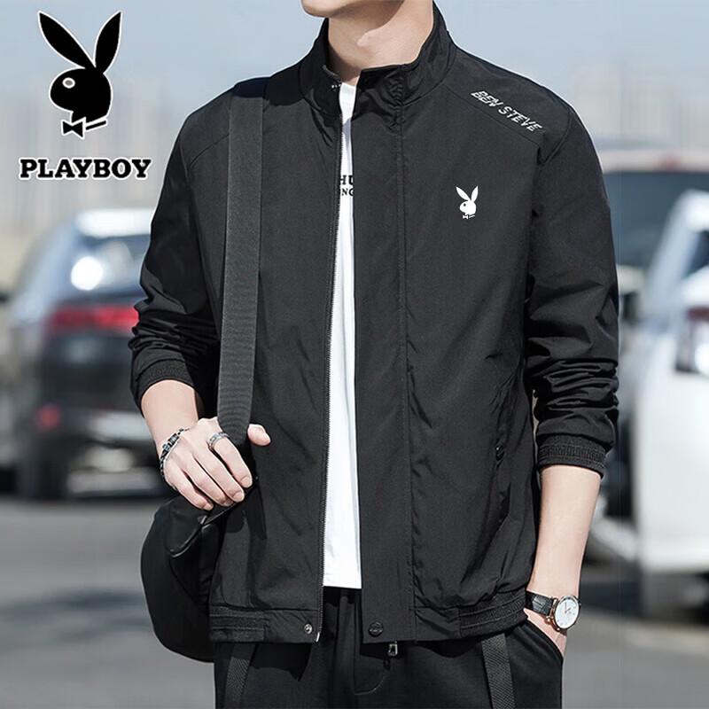 Playboy Men's Spring Autumn Stand-Up Collar Casual Jacket