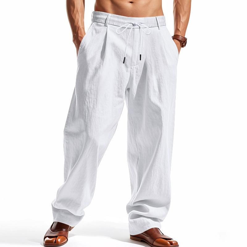 American Style Men's Casual Wide-Leg Linen Beach Pants - Four Seasons Trend