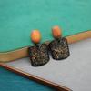 Vintage European & American Floral Brass-Oak Engraved Earrings