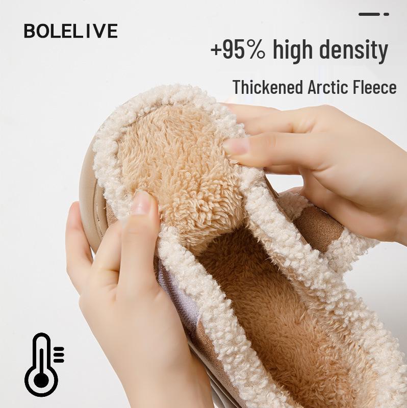 Women's 2025 Indoor/Outdoor Plush Winter Slippers: Thick-Soled, Warm Cotton, Closed-Heel.