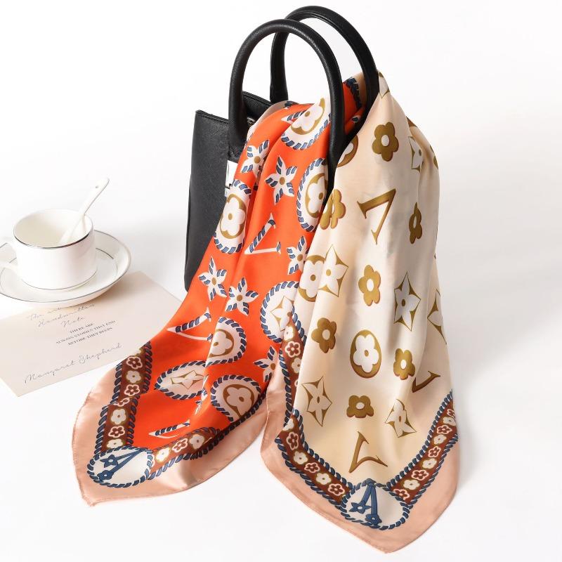 Spring and summer new simulated silk scarf women's versatile high-end sense 70 square scarf fashion printing professional small scarf