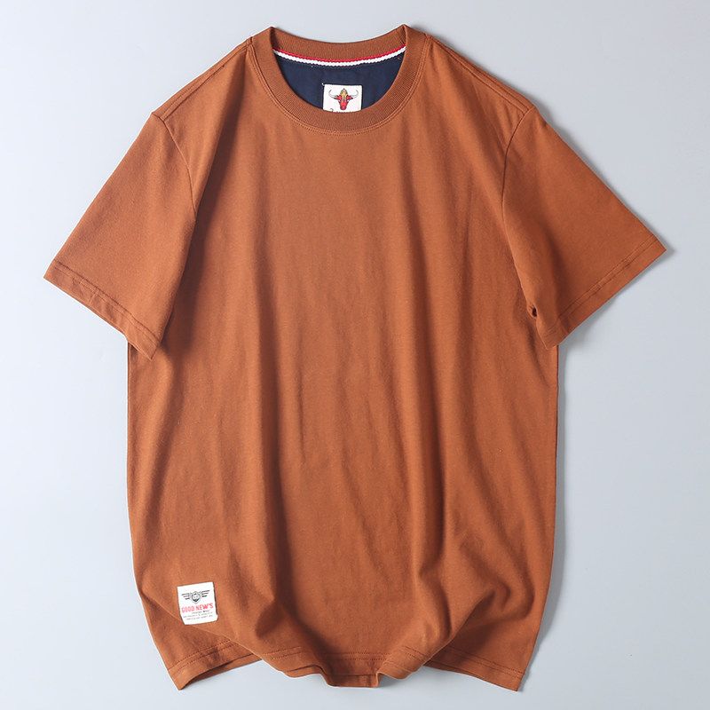 Foreign Trade Export Surplus Summer Solid Color Pure Cotton Brushed Short-Sleeve T-Shirt Men's Basic Half-Sleeve Undershirt