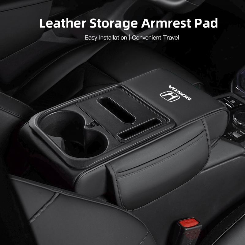 ABO2 Car Armrest Cushion With Cup Holder & Tissue Organizer For Honda CR-V Accord Civic HR-V Pilot Odyssey Fit Jazz Vezel CITY Freed