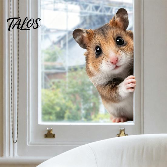 Pellicola per Finestre da Esterno Resistente alle Intemperie, Adesivo Statico Carino con Animali Domestici, Decalcomania 3D con Animali che Sbirciano su Vetro, Decorazione per la Casa Impermeabile per Amanti, PVC Rimovibile Statico, Balcone