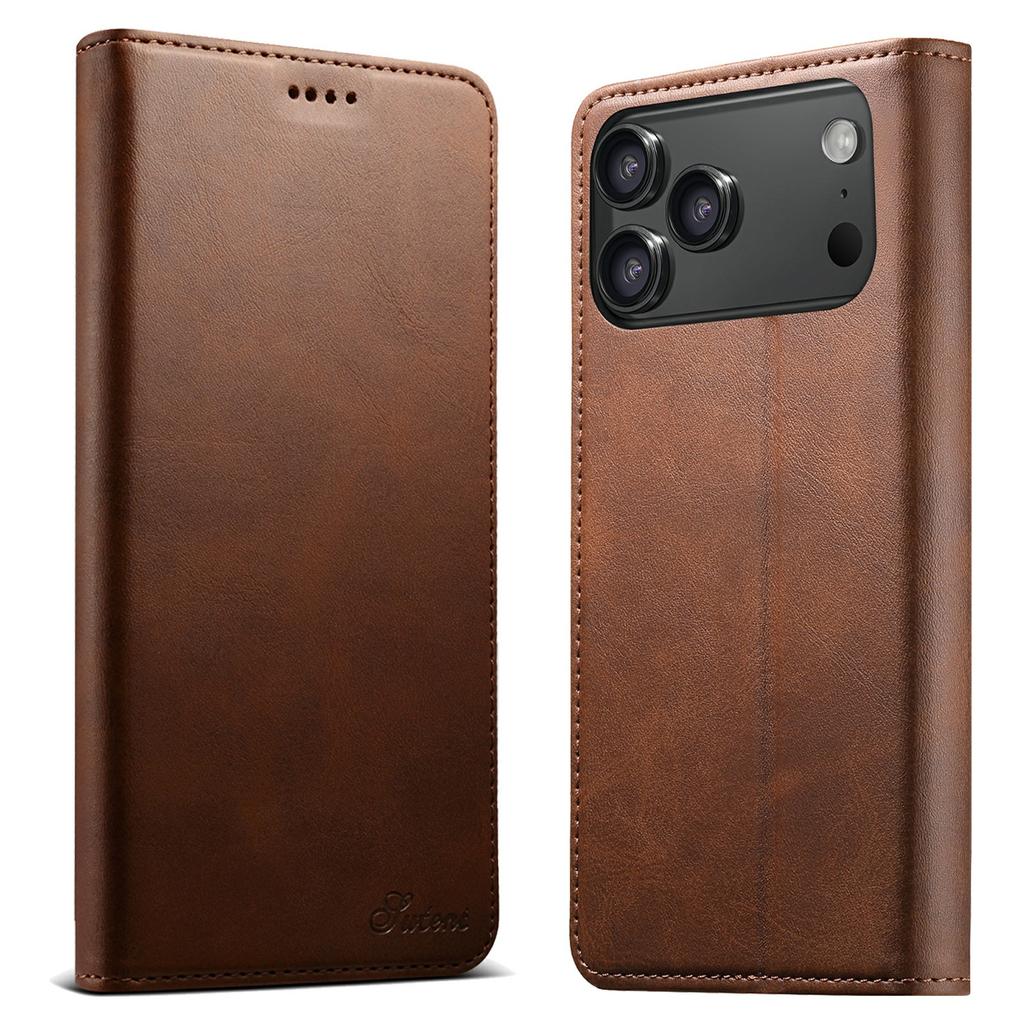SUTENI For iPhone 17 Pro Case PU Leather Wallet Stand Magnetic Closing Phone Cover