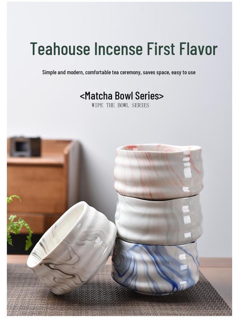 Japanese Matcha Tea Set: Ceramic Bowl, Chasen Stand, and Song Dynasty Style Tools