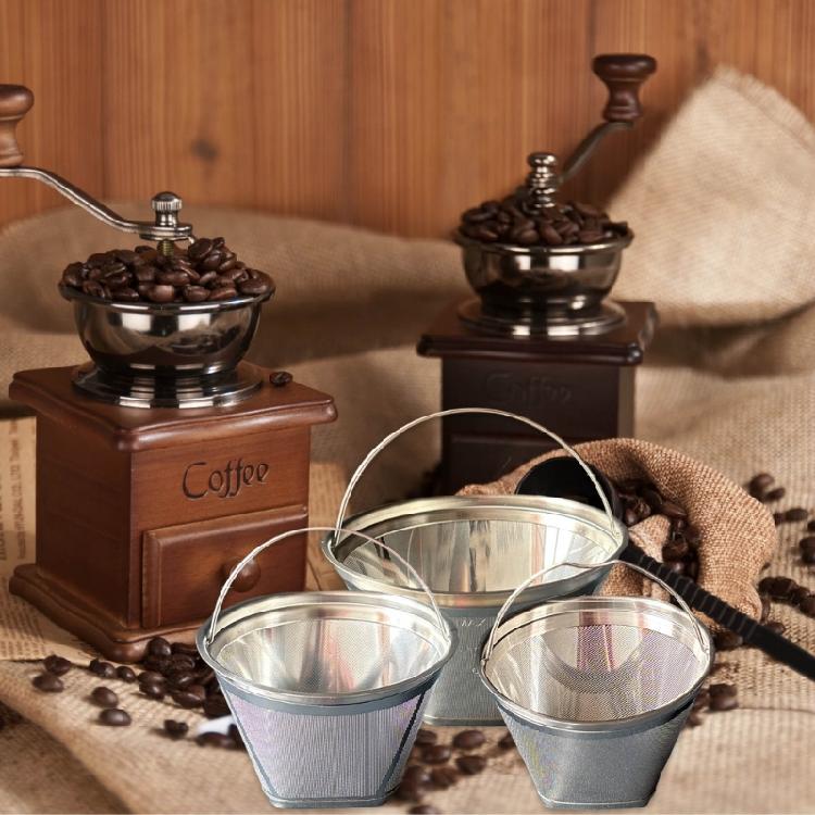 Durable 304 Stainless Steel Cone Coffee Filter Fine Mesh Screen Practical Coffee Machine Replacement Accessories