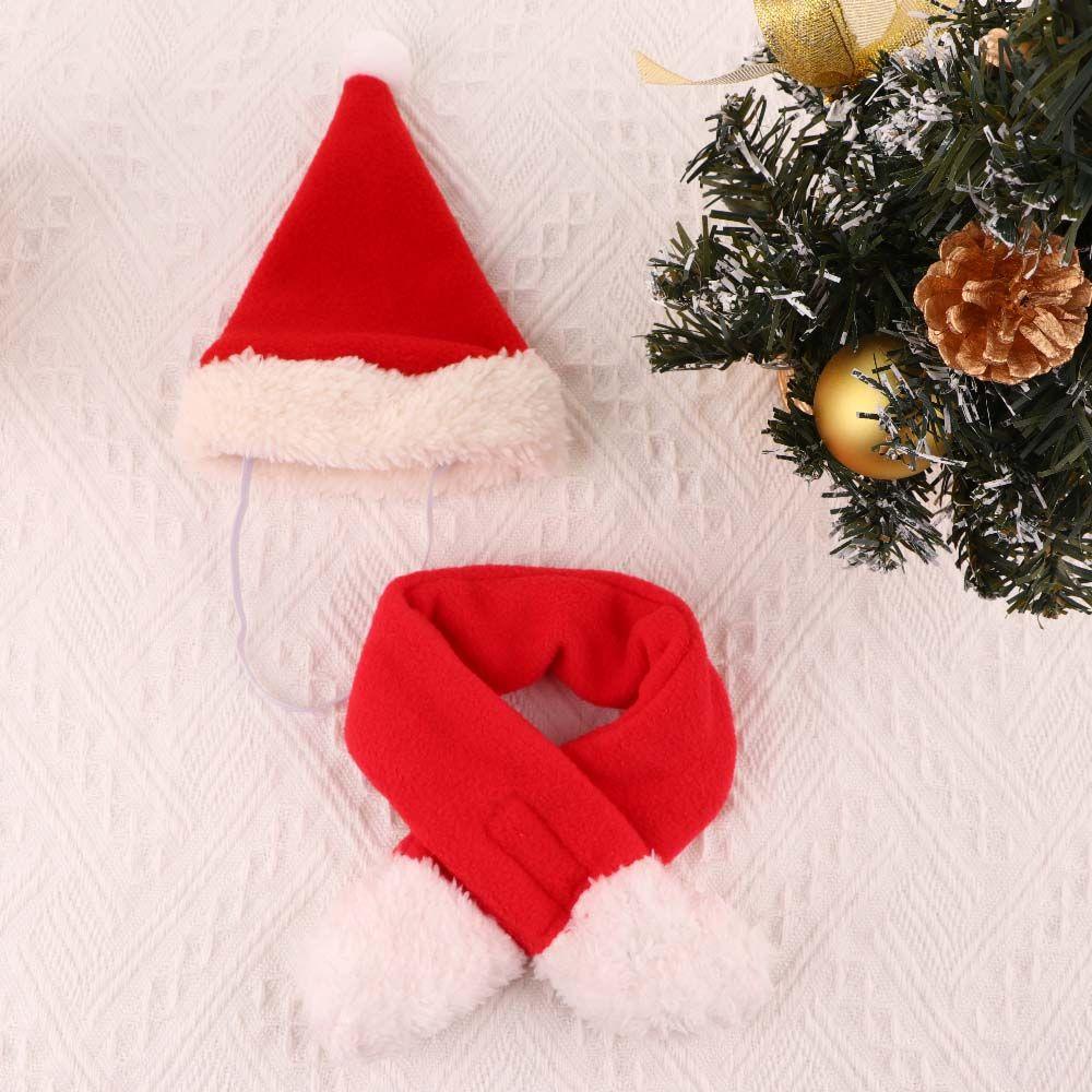 Winter Xmas Pet  Clothing Cute Cloak Hat Red Scarf Hat Puppy Warm Pet Clothes Christmas Clothes Pet Cosplay Costume Pet Costume