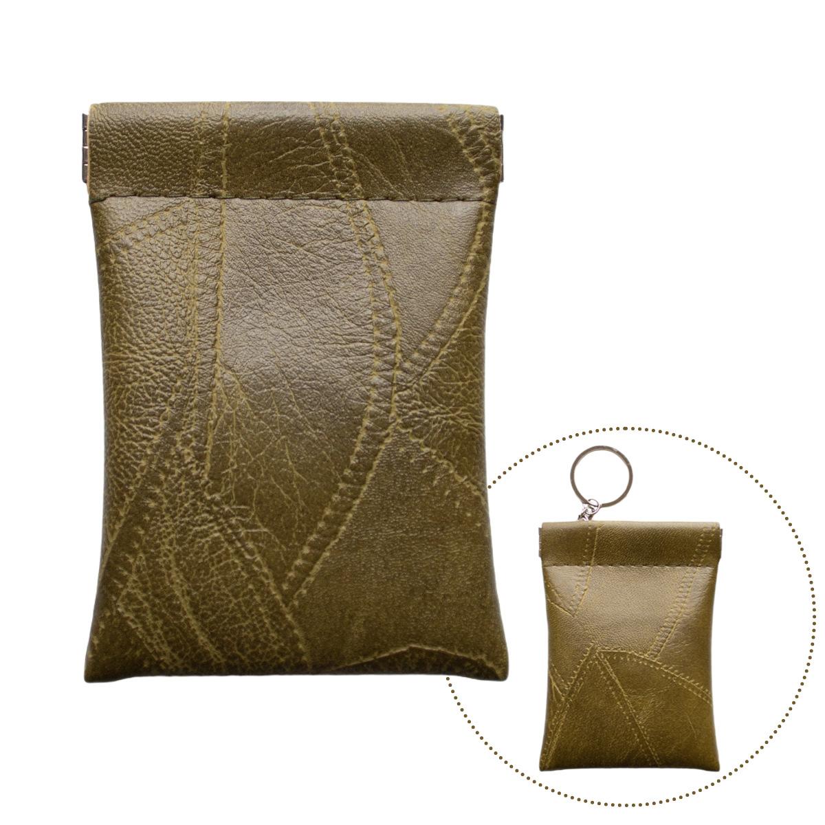 

Men s and women s ring hanging waist key bag, coin small storage bag, artificial leather card bag, novelty coin bag зелений