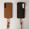 For Samsung Galaxy A35 5G Case with Lanyard Genuine Cow Leather PC Phone Back Cover