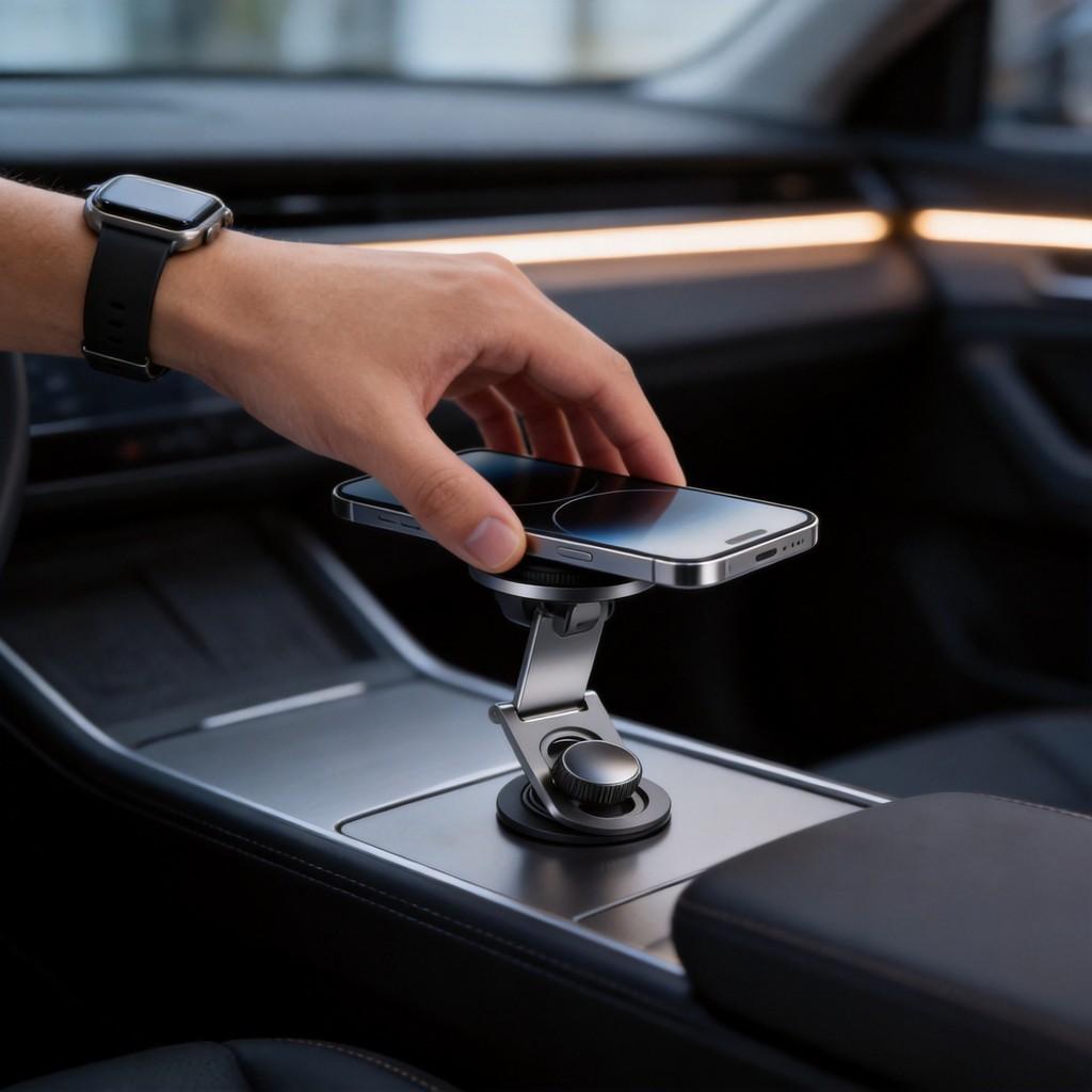 Magnetic Phone Holder Mount For Dashboard With Magnetic Absorption And Foldable Design