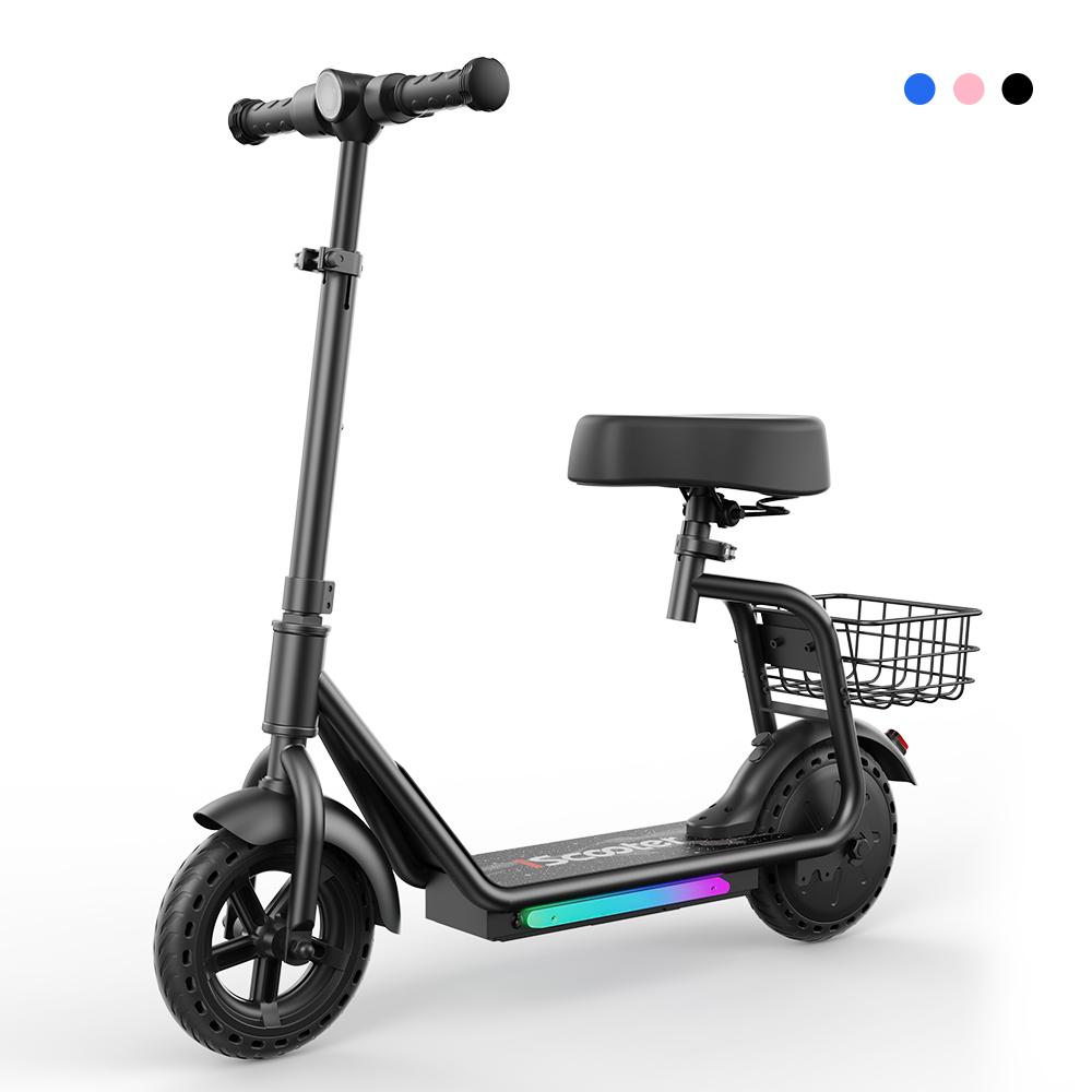 IScooter iK7 Monopattino Elettrico per Bambini con Cestino&Sedile Rimovibile Motore 250W 3 Modalità di Velocità Monopattino per Bambini da 8.5 Pollici
