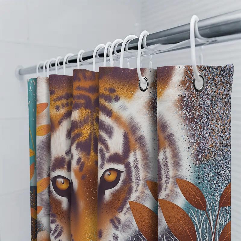 Tiger Shower Curtain Wild Animal Nature Forest Decor Bathroom Set Vintage Home Decor Waterproof Tapestry Wall Hanging
