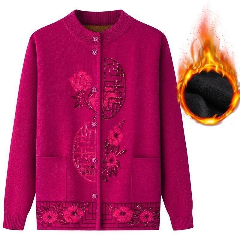 

Женская зимняя куртка-свитер с плюшевой подкладкой, теплая кофта-кардиган XXXXL розы красного