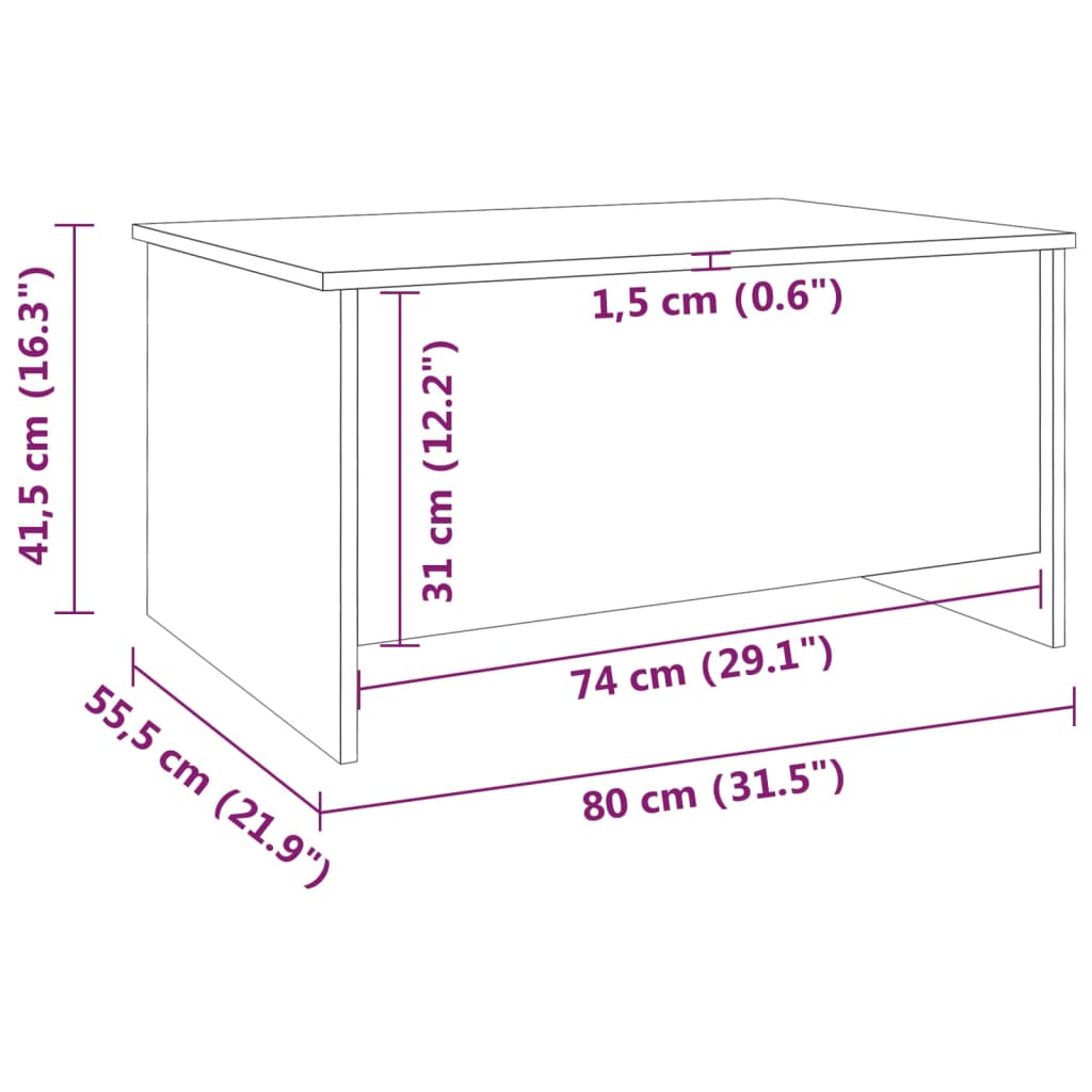 Coffee Table Sonoma Oak 80x55.5x41.5 Cm Engineered Wood\