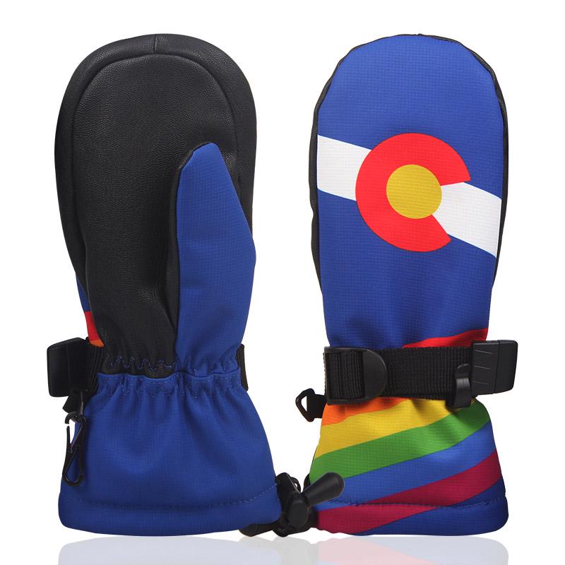 Waterproof Thermal Children Ski Gloves Snowboard Snowmobile Motorcycle Outdoor Sports Gloves S синий