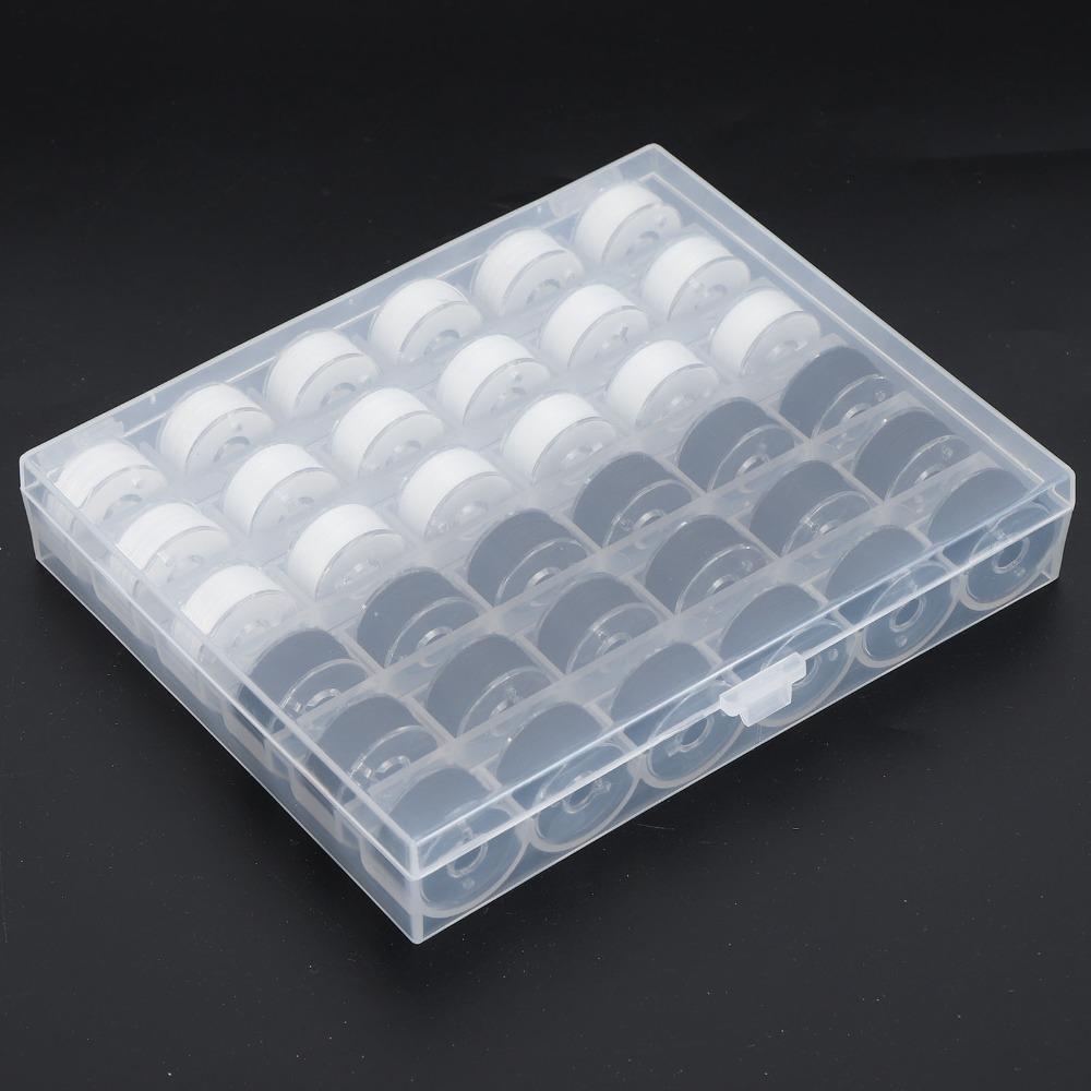 36pcs Transparent Bobbins Box Set White And Black Plastic Bobbin Case For Sewing Machines