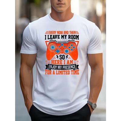 Europäische Größe Letter Print T-Shirt Herren Kurzarm Lässiges Oberteil Frühling Sommer Neues Game Controller T-Shirt Herren Oberteil Kurzarm