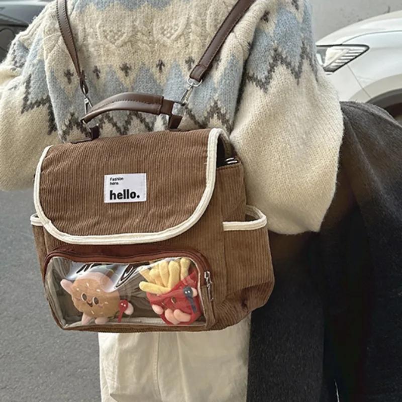 

Модный милый повседневный женский рюкзак прозрачный 2024 новый модный школьный рюкзак Harajuku Style Lolita Jk Brown Ita Bag