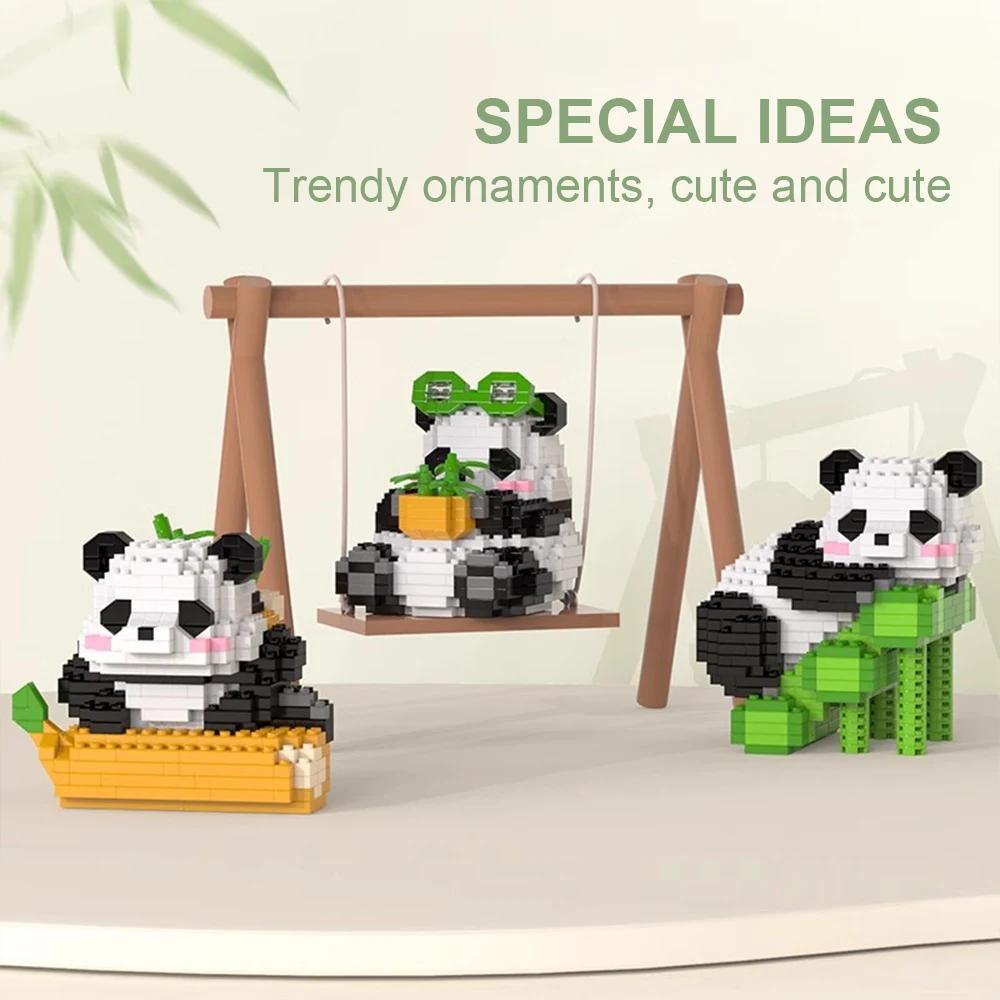 Roztomilá čínská panda stavebnice sady DIY vzdělávací montážní hračky kostky mini zvířátka model MOC děti vánoční dárek k narozeninám