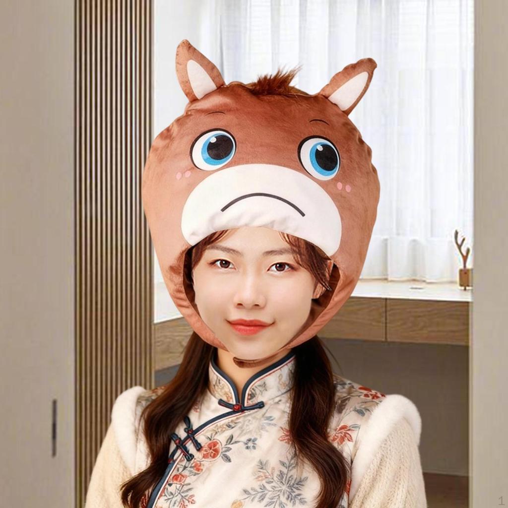 Horse Hat Cartoon Novelty Headdress for Role Play Cosplay Winter Festival
