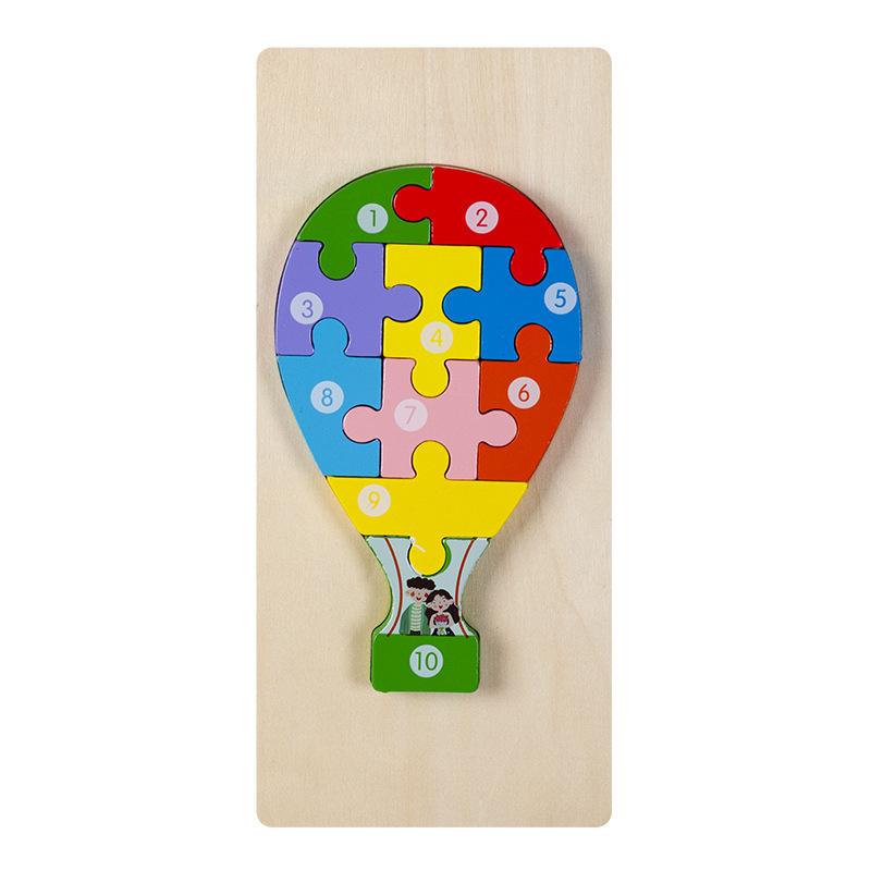 

3D Wooden Buckle Puzzle: Educational Toy for Early Learning - Numbers, Transportation, and Animal Blocks