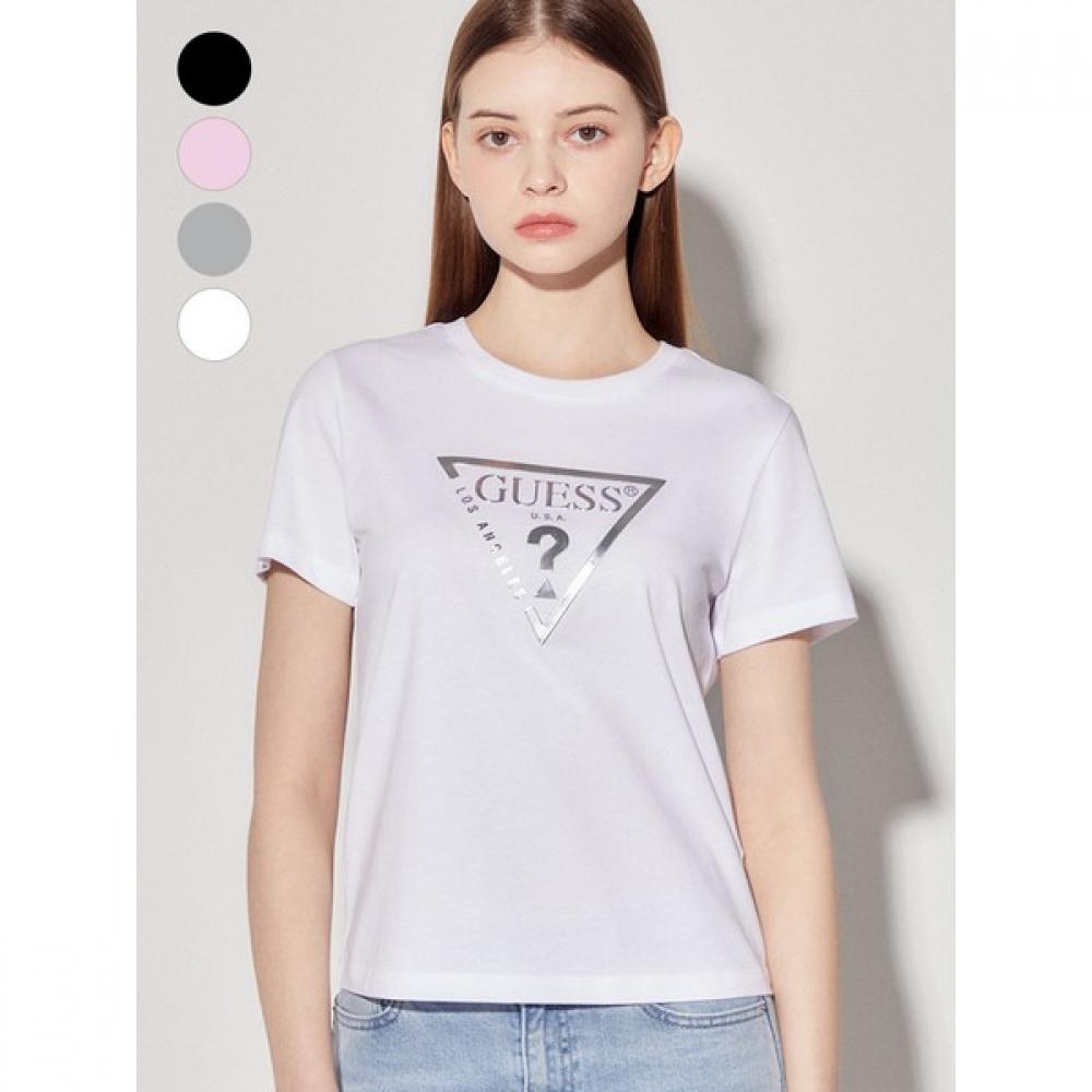 

[gueSS] Women S Silver Big Triangle ShorT Sleeve T ShirT Op2k9404 BLK/S