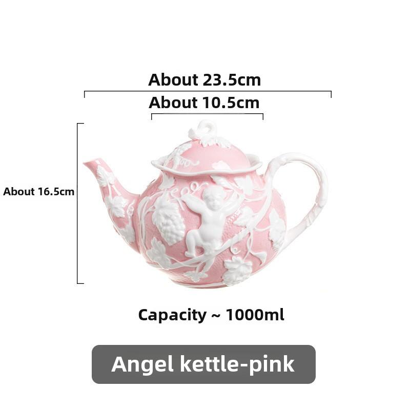 Emboss Ceramic Teapot Black Tea Cup Saucers Set Retro Afternoon Tea Coffee Cup Saucer Couple Cup Set Home Creative Drinkware Mug