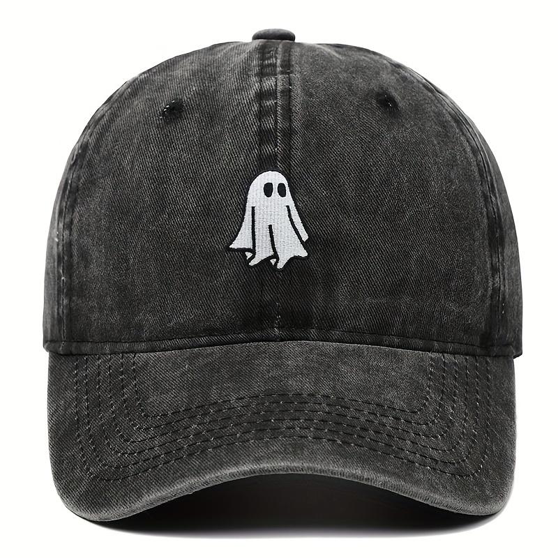 Halloween Embroidered Baseball Hat with Cute Ghost Pattern Simple Style Suitable for Men and Women