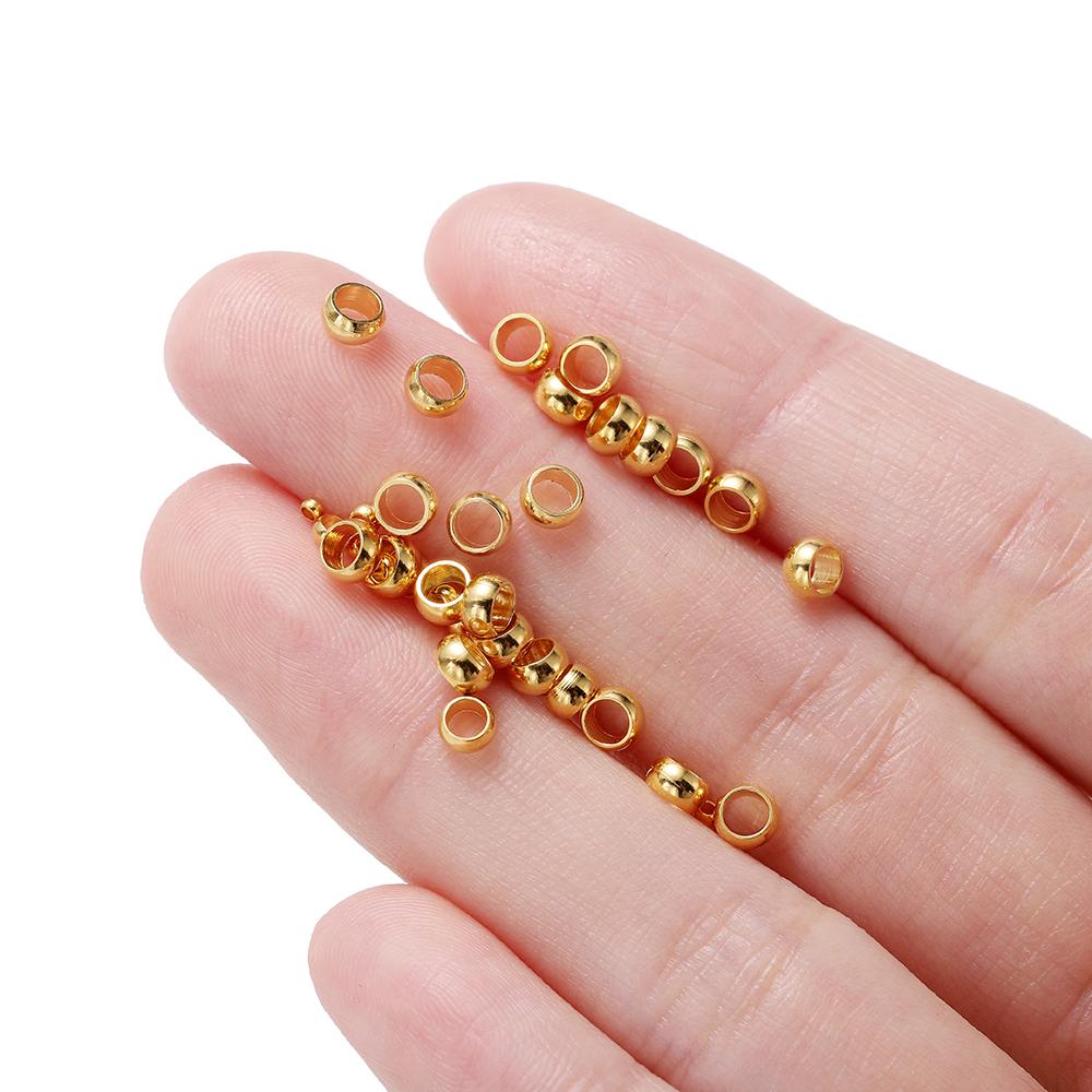 100Pcs/Lot 1.5-4mm Stainless Steel Gold Color Spacer Beads Charm Loose Bead for DIY Bracelets Necklace Jewelry Making Supplies