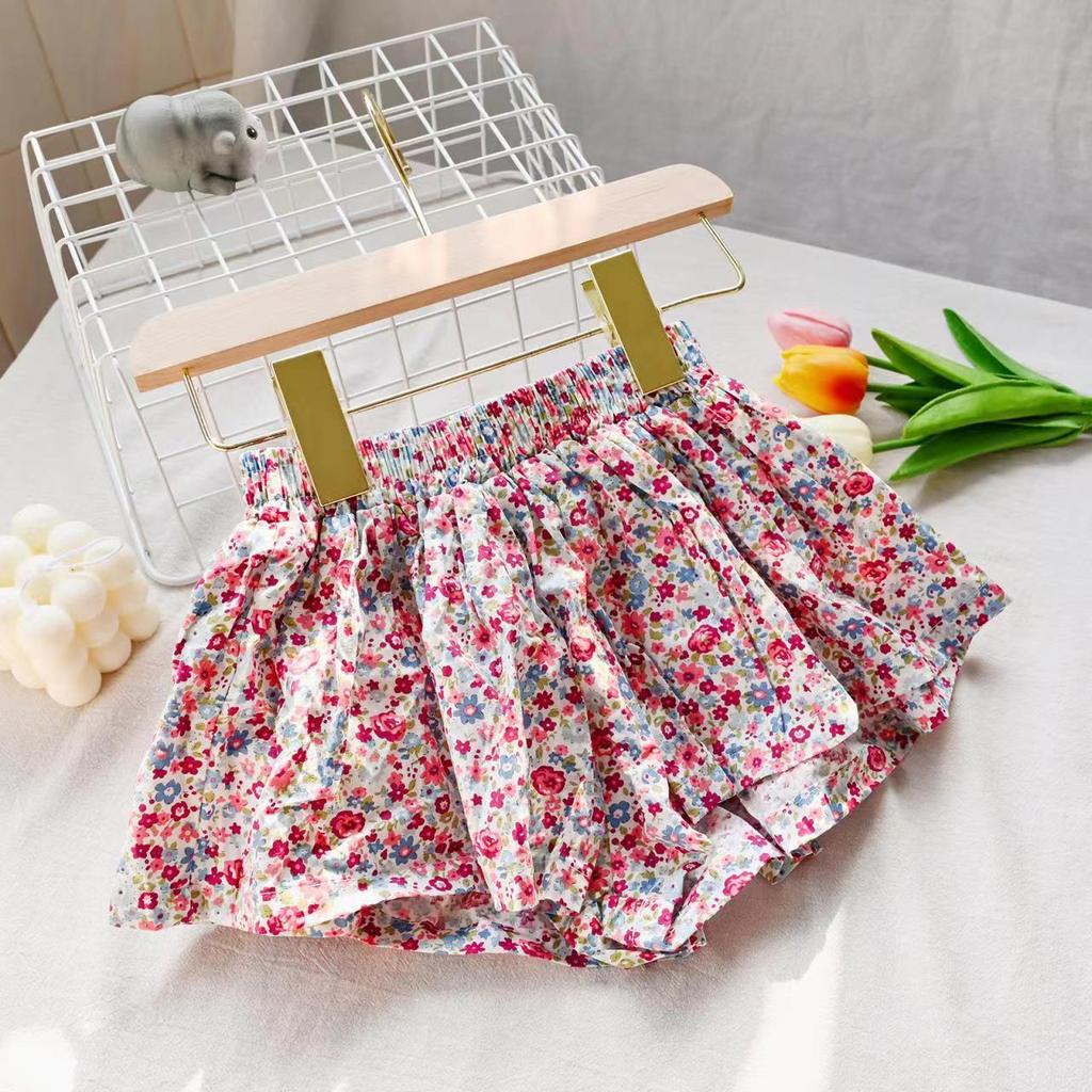 2023 Summer Korean Floral Skirt Shorts for Girls - Sweet Fashionable Kids' Hot Pants