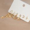 6PCS Fashion Cubic Zirconia Chain Star Moon Hoop Earring Set for Women Stainless Steel Pendant Cartilage Piercing Jewelry