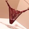 Adjustable Embroidered Thong with Thin Straps