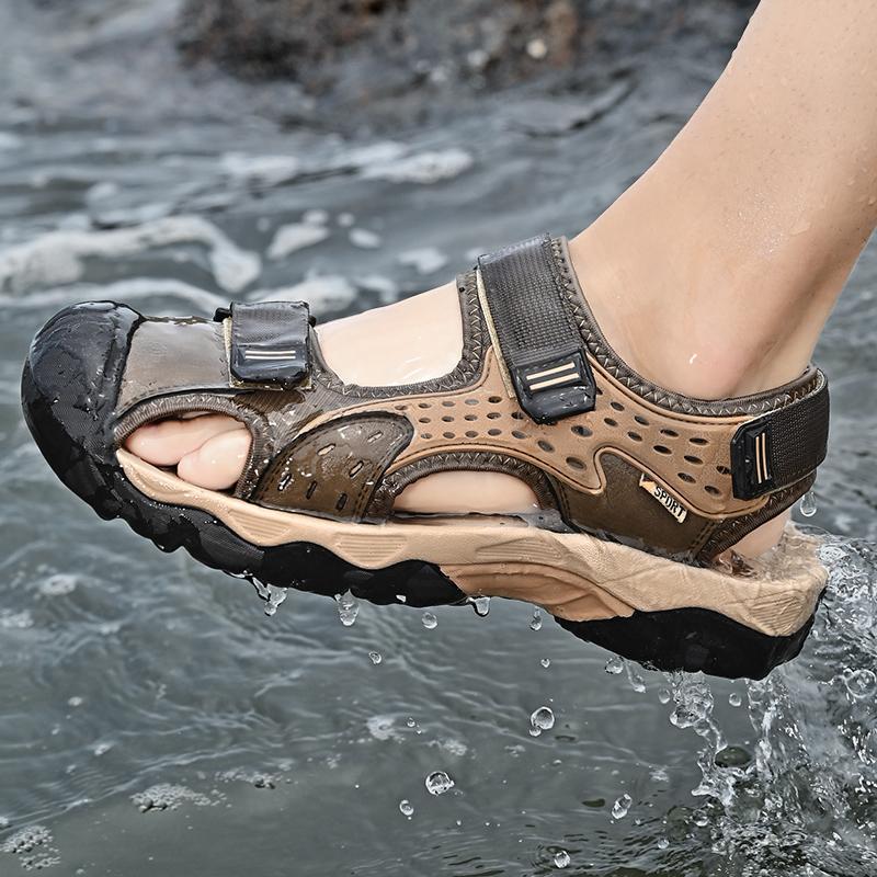 WAERTA New Fashion Summer Leisure Men Shoes Beach Sandals High Quality Genuine Leather Sandals Soft Men Sandals Large Size 38-46