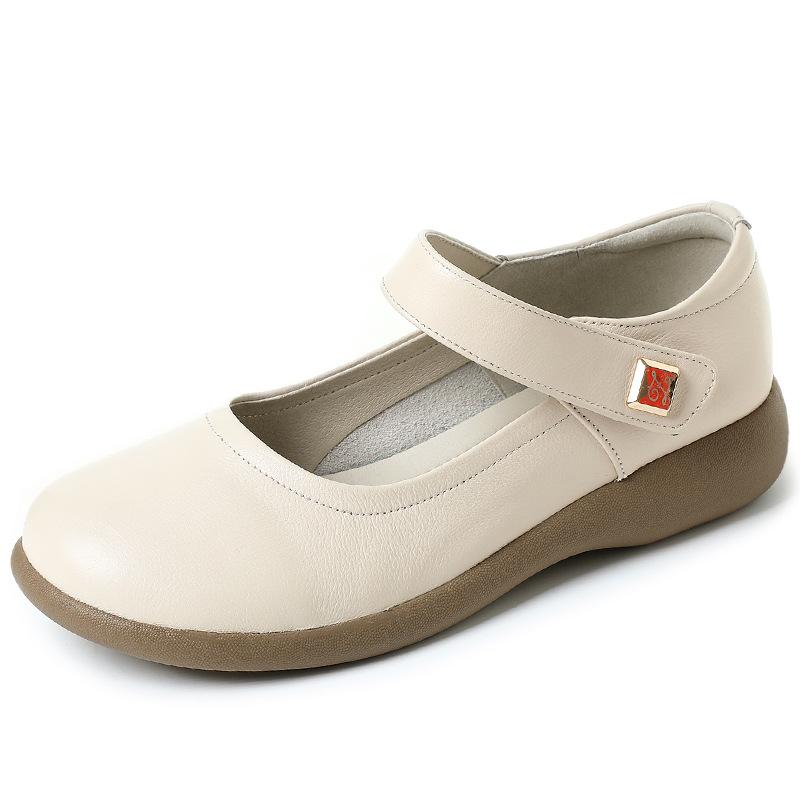 Fashion GKTINOO Genuine Leather Flats Mary Janes Summer Soft Sole Mother's Shoes Anti-slip Women's Shoes Large Size 43