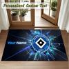 Crystal Velvet Square Rug Custom NameHamburger SV Pattern Non Slip Home Floor Decor Rug