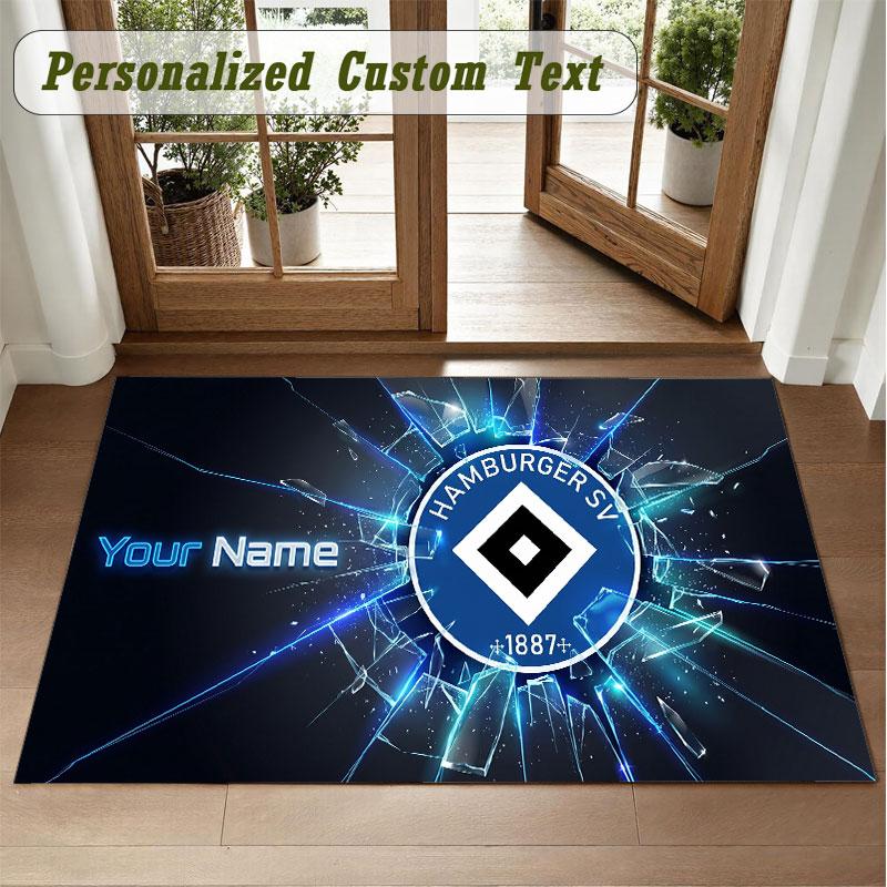 Crystal Velvet Square Rug Custom NameHamburger SV Pattern Non Slip Home Floor Decor Rug