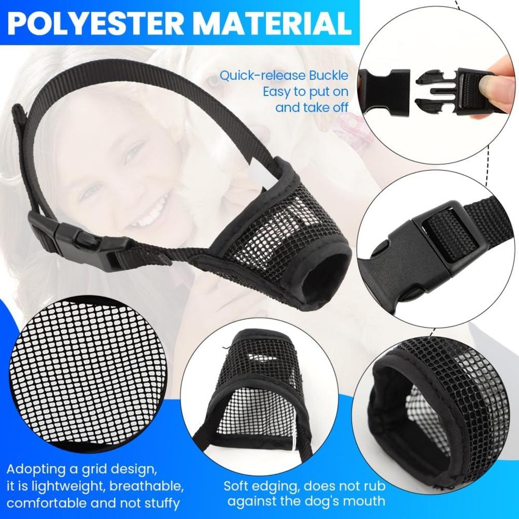3pack Dog Muzzle Suits for Small Dogs, Drinkable Breathable Mouth Guard, Adjustable Strap Soft Dog Muzzle to Prevent Biting Chewing, Air Mesh Muzzles