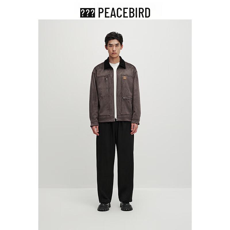 PEACEBIRD MEN Suede Sport Straight-Leg Casual Pants