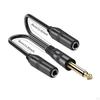 6.35mm Y Splitters Cable ,Male To 2 Female Adapter Speaker Cable, Jack Connector for Studio